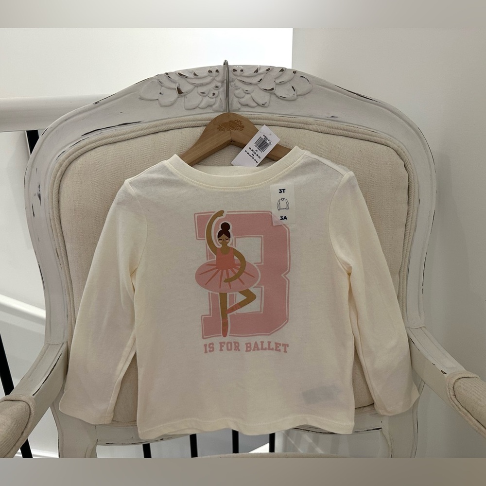 🩰 Girls 3T Long Sleeve Cotton Ballet Top NWT by Old Navy
